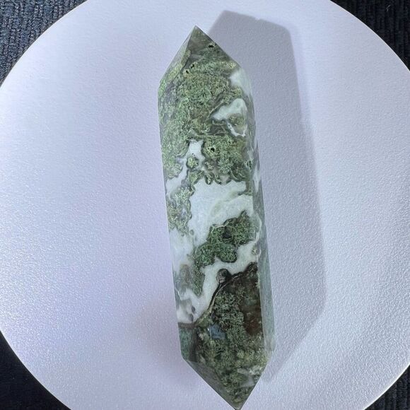 Moss Agate Crystal Double Terminated Point (#4) - Picture 3 of 12